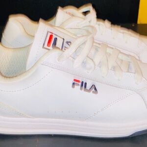 Fila White and Red Athletic Shoes